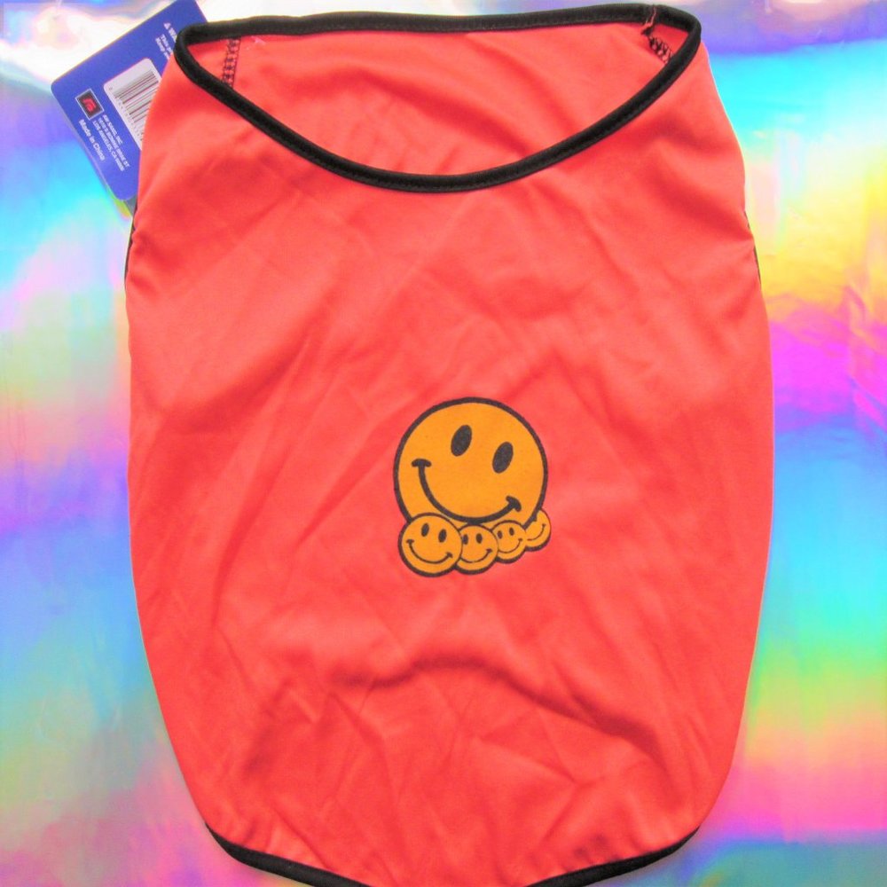 NEW orange happy face dog shirt size large